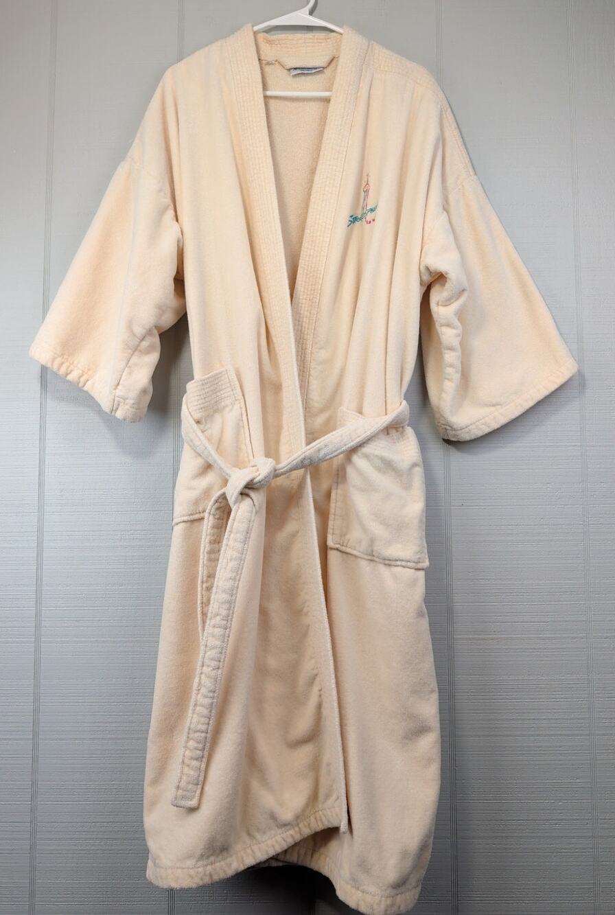 Vintage Stratosphere Vegas Long Robe Souvenir One Size Cotton Palace 3/4 Sleeve
